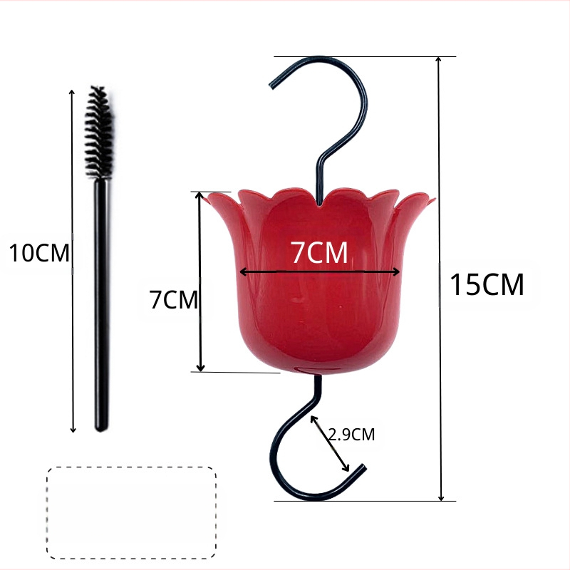 Plastikinis pakabinamas kolibrių lesyklėlė su didele vandens talpa, dvigubo kabliuko dizainas