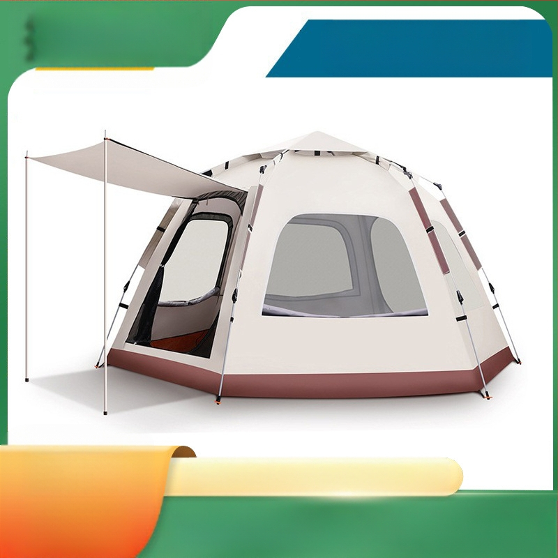 Lauko palapinė — vieno sluoksnio, automatinis greitas atidarymas, keturi sezonai, 5,4 kg, stiklo pluošto stiebai (išorinis vandeniui atsparumas 2000–3000 mm)