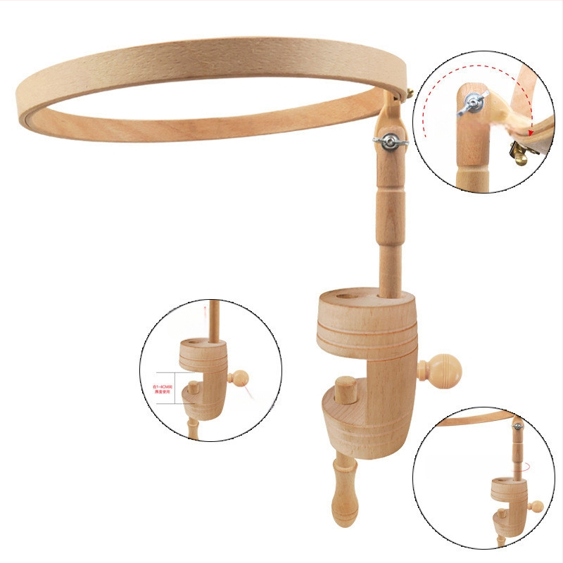 Stalo siuvimo rėmas iš medžio, 280° reguliuojamas, kryželių siuvinėjimo rinkinys