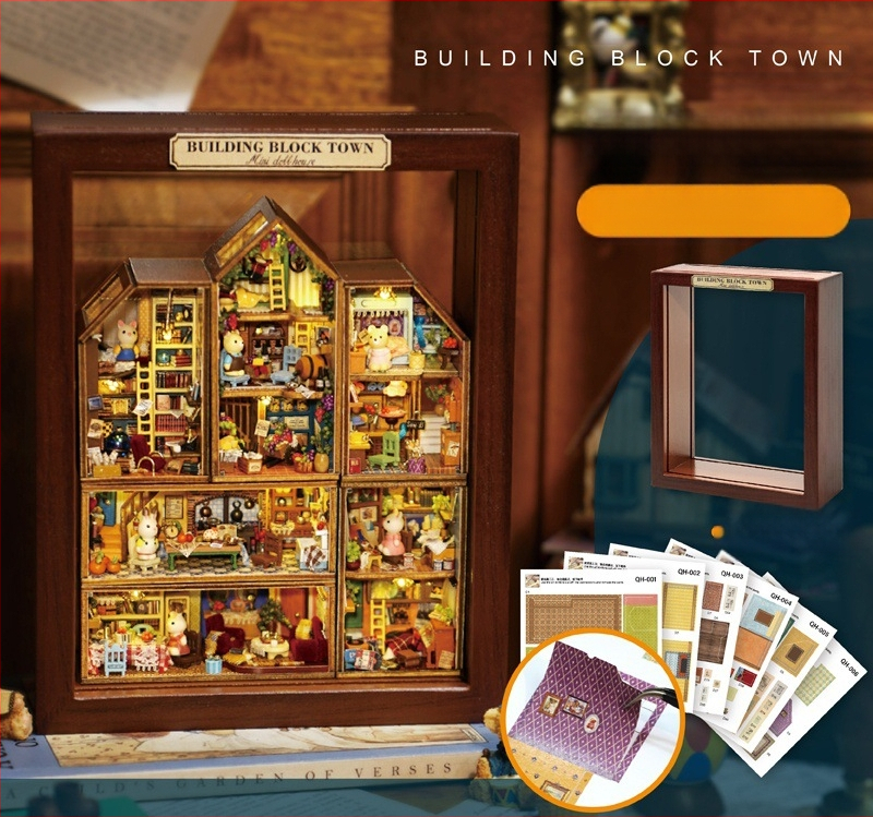 DIY дървена къщичка – архитектурен модел; материал: дърво; захранване: батерия; сглобяем; за възраст 7–14 години