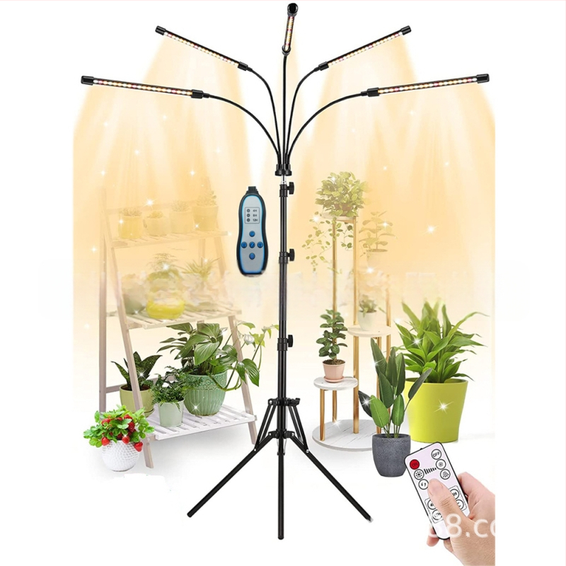 Vidaus augimo lempos su penkių vamzdelių laikikliu ir tripodu, pilnas spektras, nuotolinis valdymas; 100 LED, 1500 lm, IP44, PF 0.98
