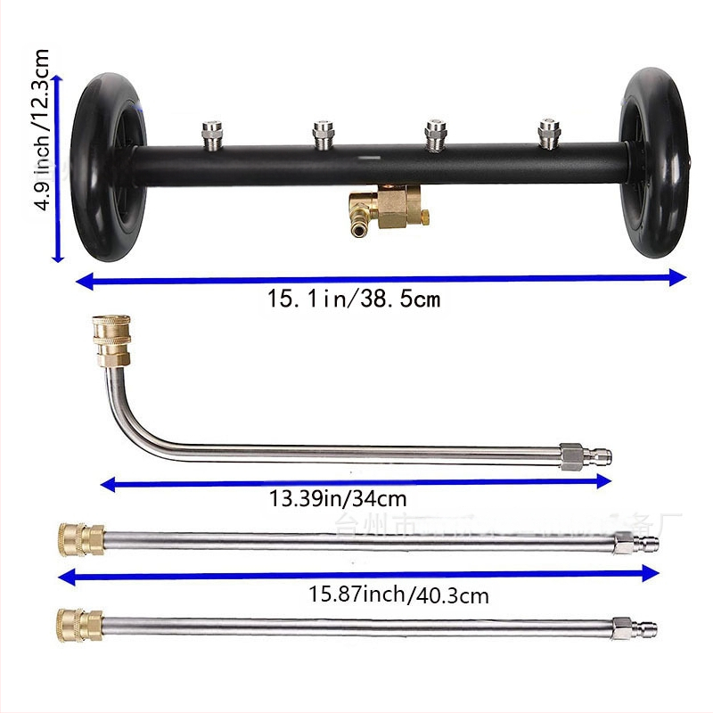 Aukšto slėgio grindų valytuvas su 4 skylėmis reguliuojamu purkštuvu, varis/nerūdijantis plienas, 4000 psi, svoris 1,9 kg