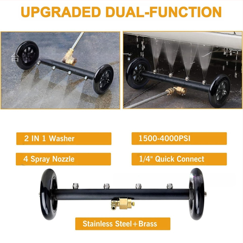 Aukšto slėgio grindų valytuvas su 4 skylėmis reguliuojamu purkštuvu, varis/nerūdijantis plienas, 4000 psi, svoris 1,9 kg