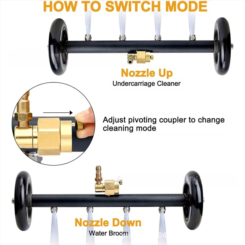 Aukšto slėgio grindų valytuvas su 4 skylėmis reguliuojamu purkštuvu, varis/nerūdijantis plienas, 4000 psi, svoris 1,9 kg