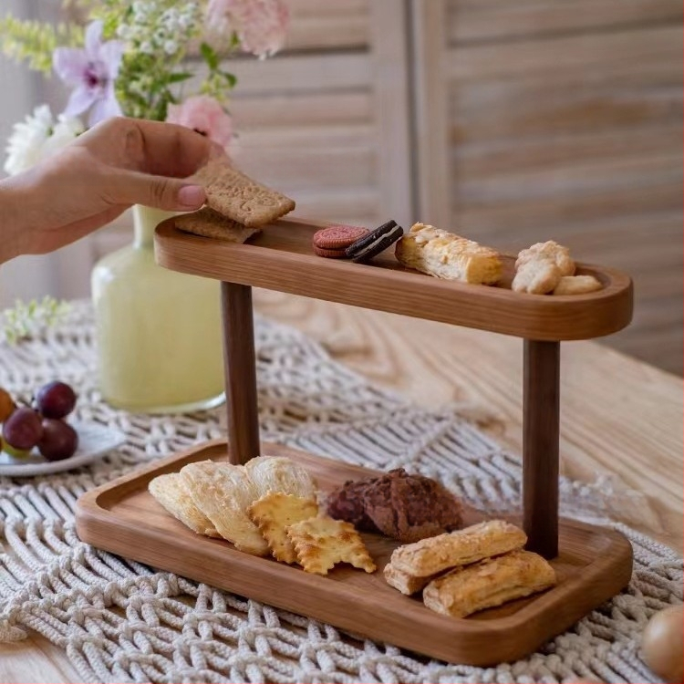 Ξύλινο επιτραπέζιο ράφι αποθήκευσης — διπλού επιπέδου, πολυλειτουργικός οργανωτής για καλλυντικά, αρώματα και κοσμήματα | Μοντέρνο μινιμαλιστικό στυλ