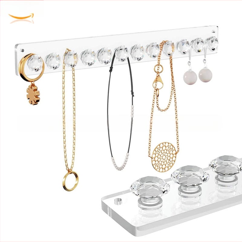 Akrilo papuošalų sieninis laikiklis – vieno sluoksnio, karoliai, apyrankės ir auskarų kabykla, lazerinis pjovimas, Ruduo 2024