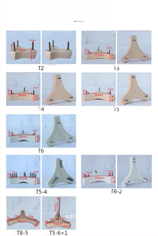 Εργαλεία γλυπτικής και αγγειοπλαστικής για καμίνες - Τ-σχήματος κάτω καρφιά, στηριγμένα καρφιά, στηριγτικά μαξιλάρια, τρίποδες με ένθετο βελόνα (Μοντέλο JCY001; Τύπος: Άλλο; Εξοπλισμός: Άλλος; Εισαγωγή: Όχι)