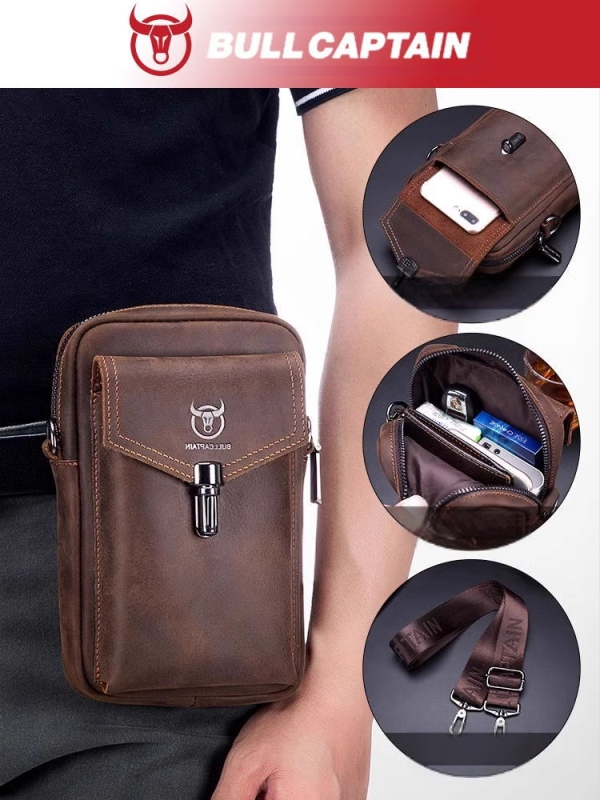 Vyriška juostinė rankinė iš Crazy Horse odos, pirmosios kartos karvių oda, kryžminis dirželio dizainas, tikra oda, verslo kelionėms