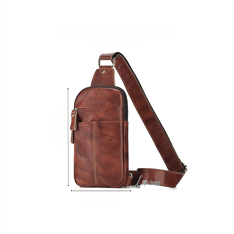 DUJIANG Vyriška krūtinės rankinė iš natūralios odos, aukštos kokybės karvės odos, atspari dėvėjimui, Europos ir Amerikos retro stilius