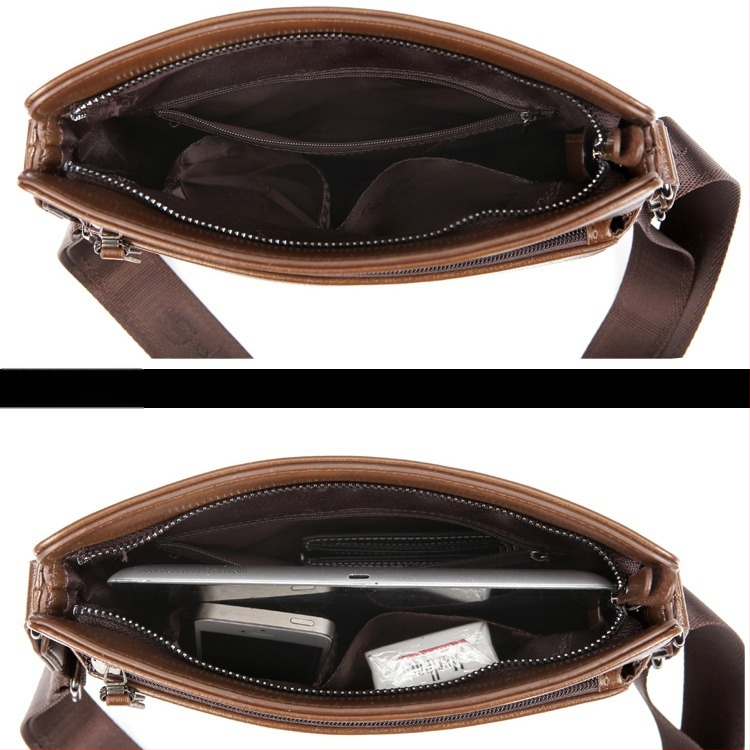 Vīriešu pleca soma ar vertikālu biznesa dizainu, PU āda, poliestera iekšpuse, vienkrāsains dizains, derīgs 10 collu klēpjdatoram