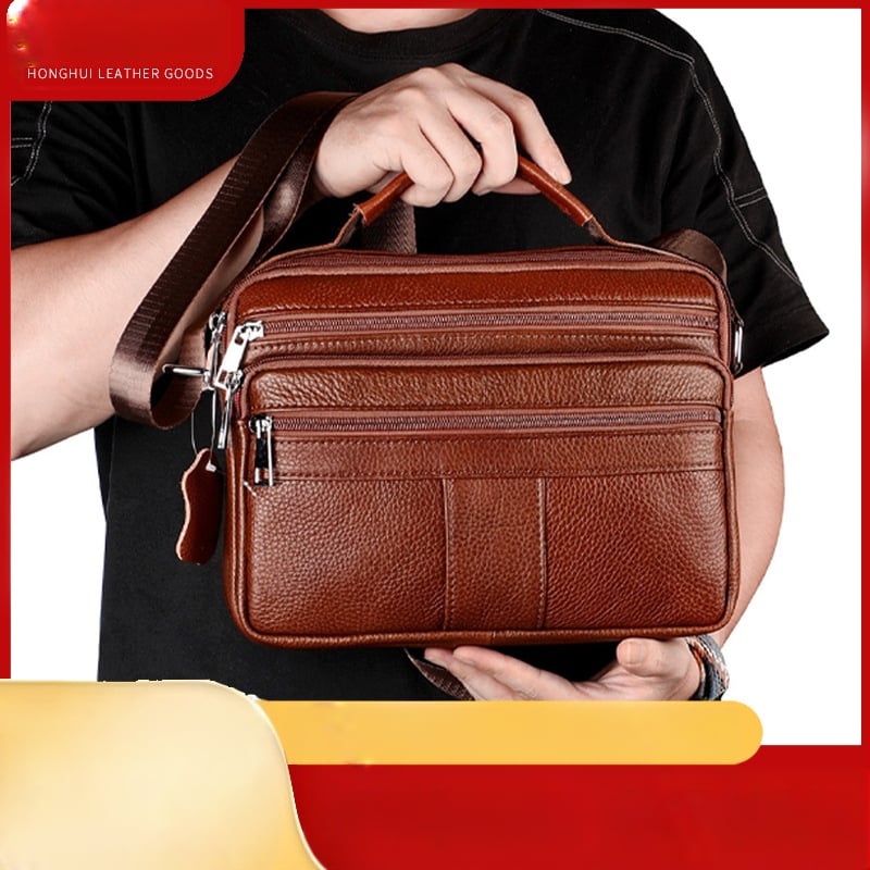 Vyrų krūtinės rankinė iš aukštos kokybės odos, tinkama 8 colių nešiojamam kompiuteriui, atspari vandeniui ir apsauganti nuo vagystės