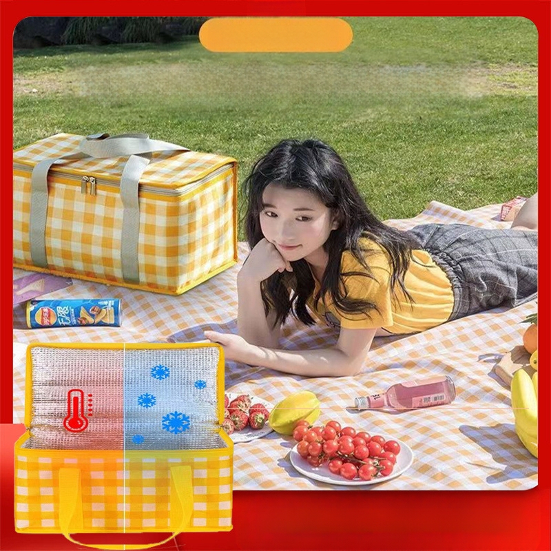 Piknika soma ar izolētu pusdienu kārbu, materiāls Kaimi, zīmols Strong merchants