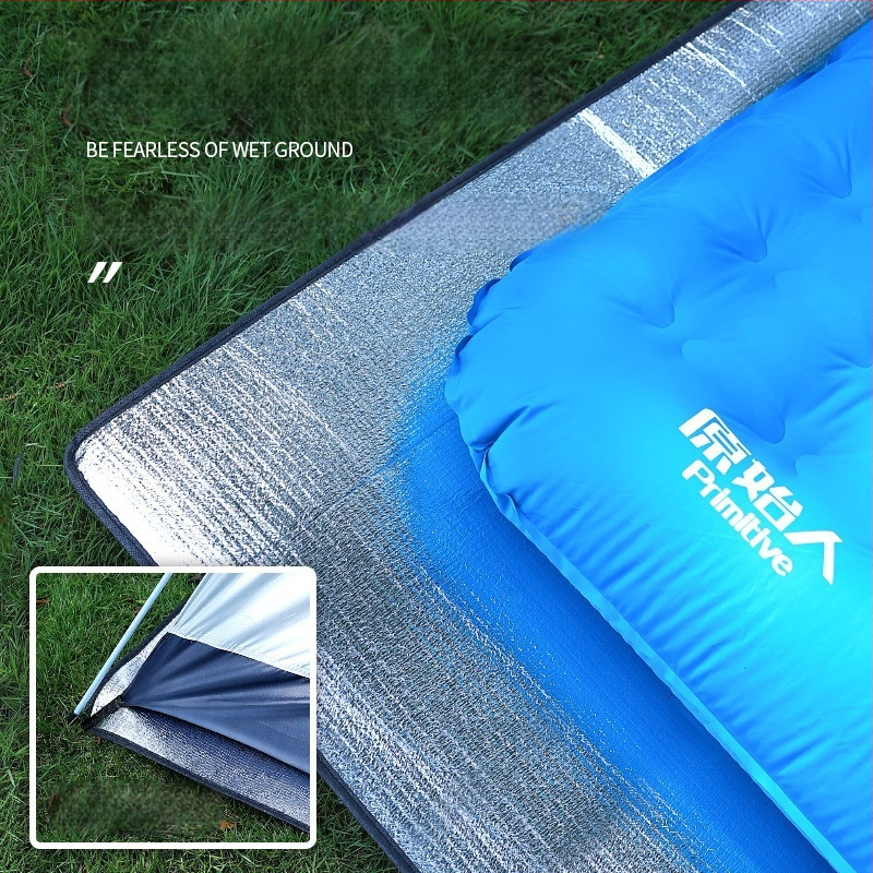 Alumīnija plēves EVA kempinga paklājs — abpusēji mitrumizturīgs, ūdensizturīgs, aukstumizturīgs; svars 0,3 kg; piemērots 4-8 personām