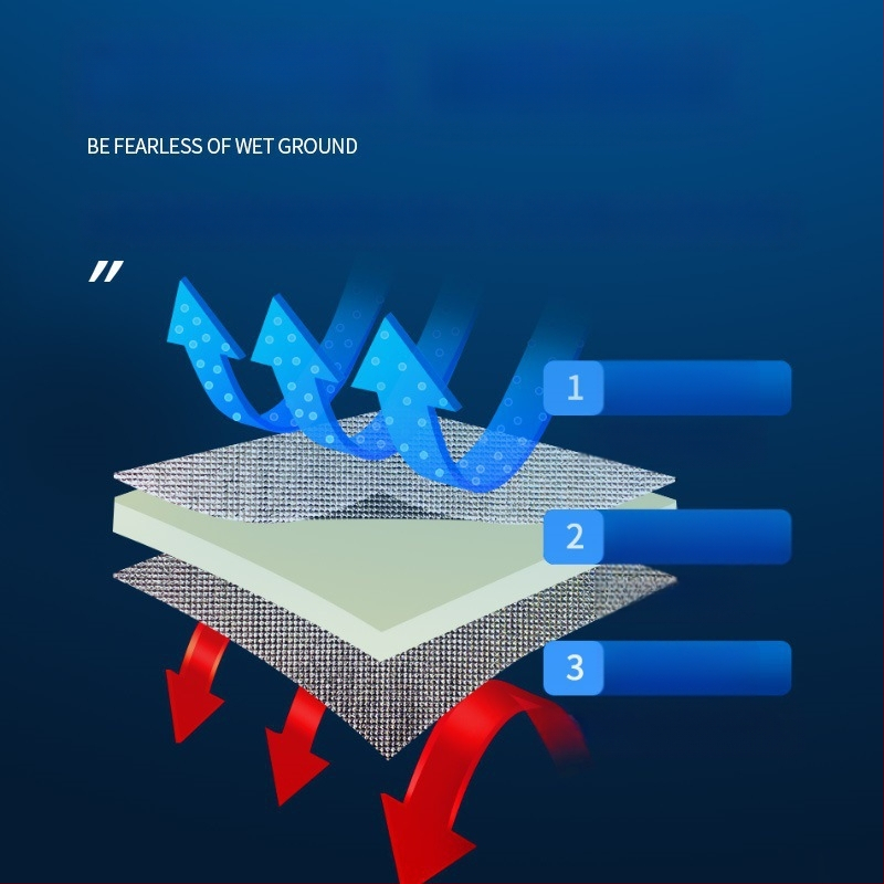 Alumīnija plēves EVA kempinga paklājs — abpusēji mitrumizturīgs, ūdensizturīgs, aukstumizturīgs; svars 0,3 kg; piemērots 4-8 personām