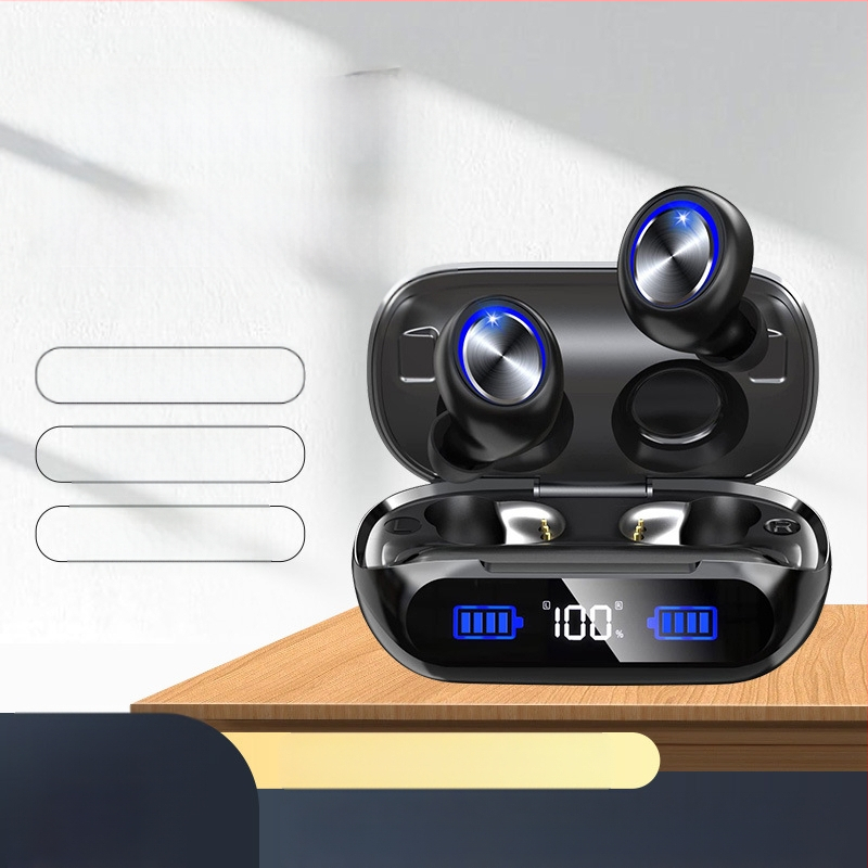 H66 истински безжични гейминг слушалки, в ухото стерео, Bluetooth 5.3, IPX7 водоустойчиви, над 8 часа живот на батерията, NFC и цифров дисплей