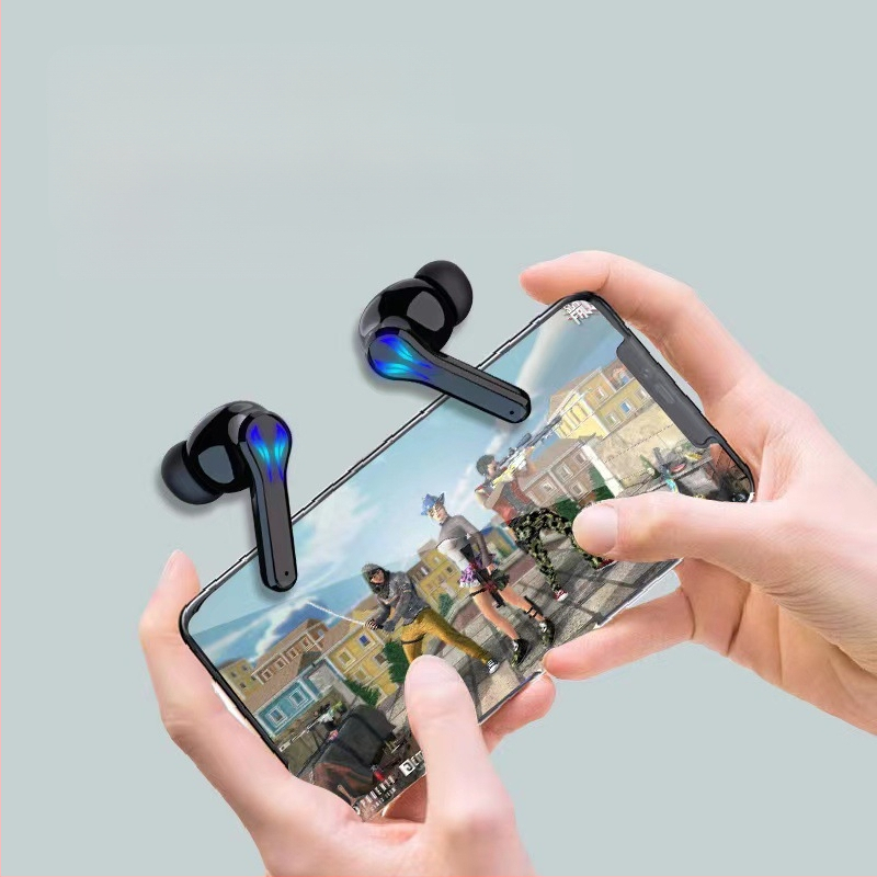 Žaidimų Bluetooth ausinės su tikru belaidžiu stereo garsu, Esports žema vėlavimas, diapazonas 10 m, baterijos veikimo laikas 4–8 val.