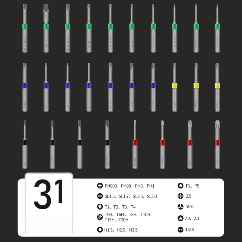 Kingston 30-in-1 magnetinis atsuktuvų rinkinys, chromo-vanadinio plieno, 30 dalių, daugiafunkcinis namų įrankių rinkinys