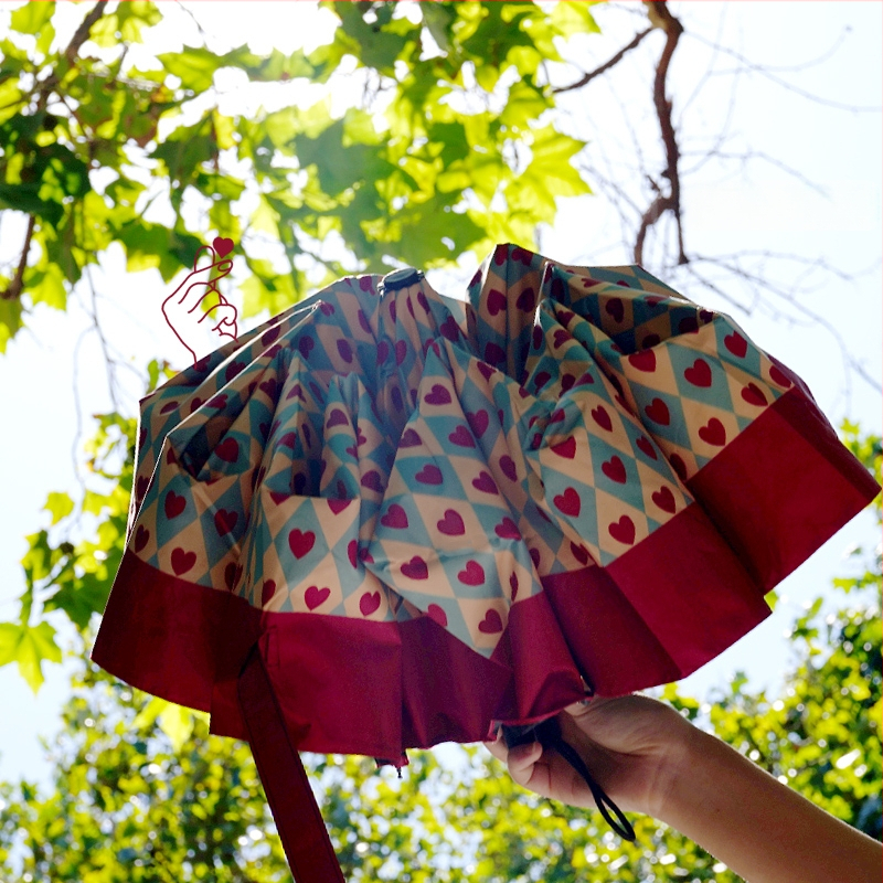 Moteriškas skėtis nuo saulės ir lietaus su automatiniu atidarymu, UPF >50, spindulys 50–55 cm, plastikinė rankena, logotipo spausdinimo galimybė