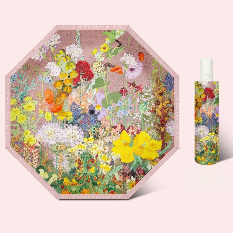 Trys dalių sulankstomas skėtis su UV apsauga UPF > 50, 190T audinys, 8 plieno rėmai, logotipo spausdinimas, rankinis atidarymas