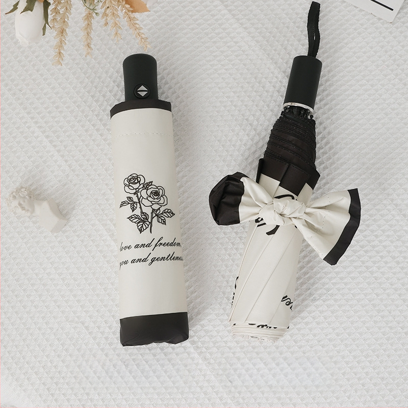 Skėtis nuo saulės ir lietaus, automatinis atidarymas, sulankstomas tri-fold skėtis su 8 ramsčiais, UPF >50, poliesterio audinys