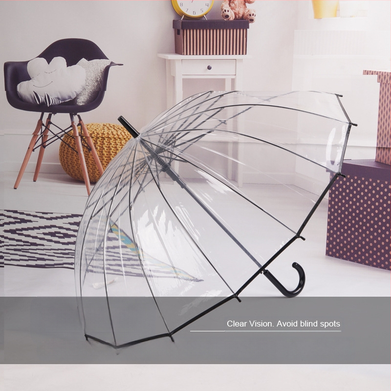 Ilgas rankos skėtis su tiesia lazdele, PVC audinys 190t, 16 plieninių rėmų, rankinis atidarymas, logotipo spauda ir pritaikymas galimi