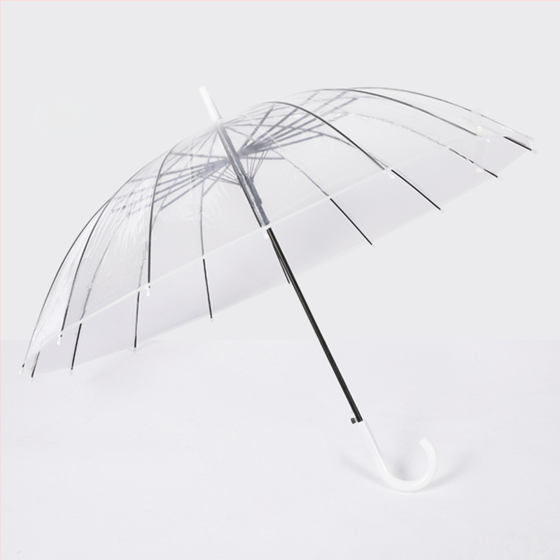 Ilgas rankos skėtis su tiesia lazdele, PVC audinys 190t, 16 plieninių rėmų, rankinis atidarymas, logotipo spauda ir pritaikymas galimi