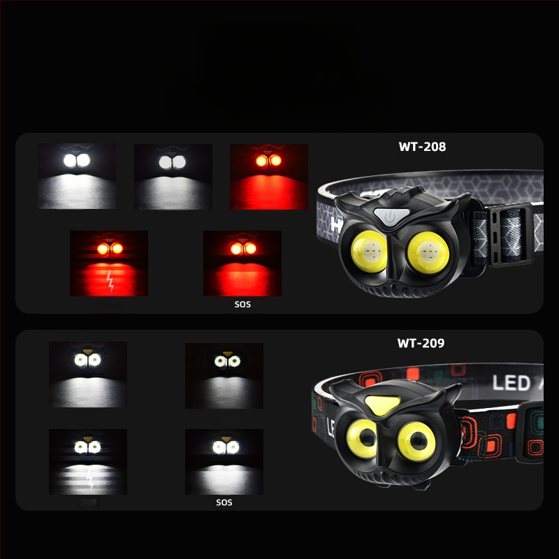 LED galvos žibintas, 10W, 1200mAh baterija, rankinis įkrovimas, nuotolis 100–200 m