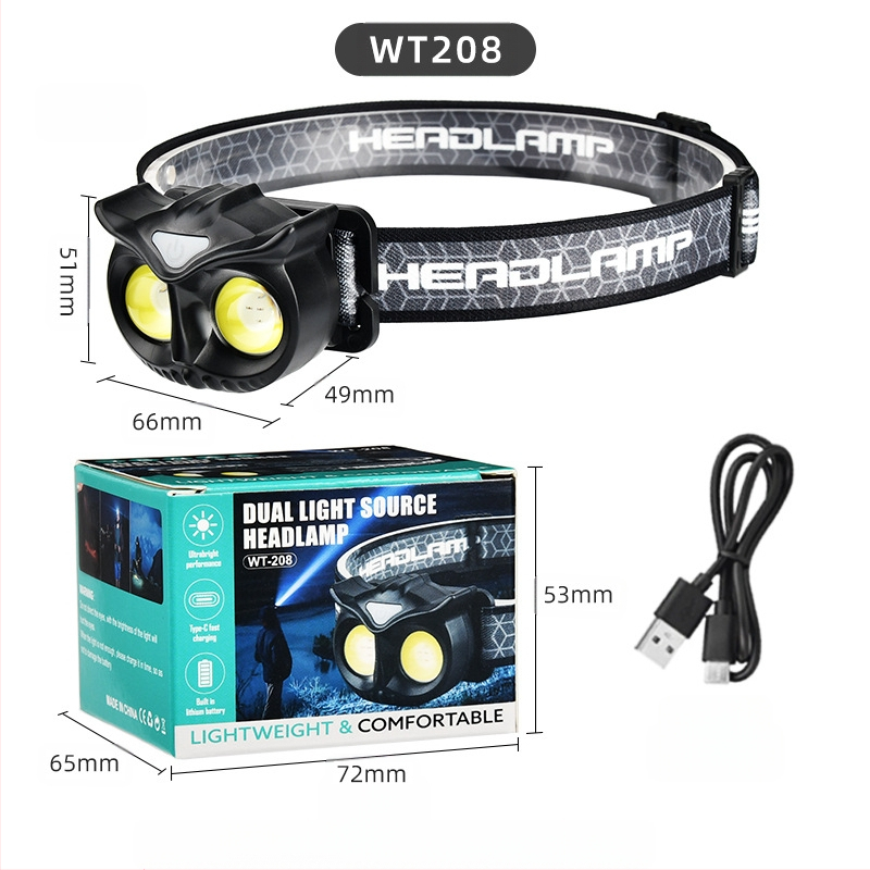 LED galvos žibintas, 10W, 1200mAh baterija, rankinis įkrovimas, nuotolis 100–200 m