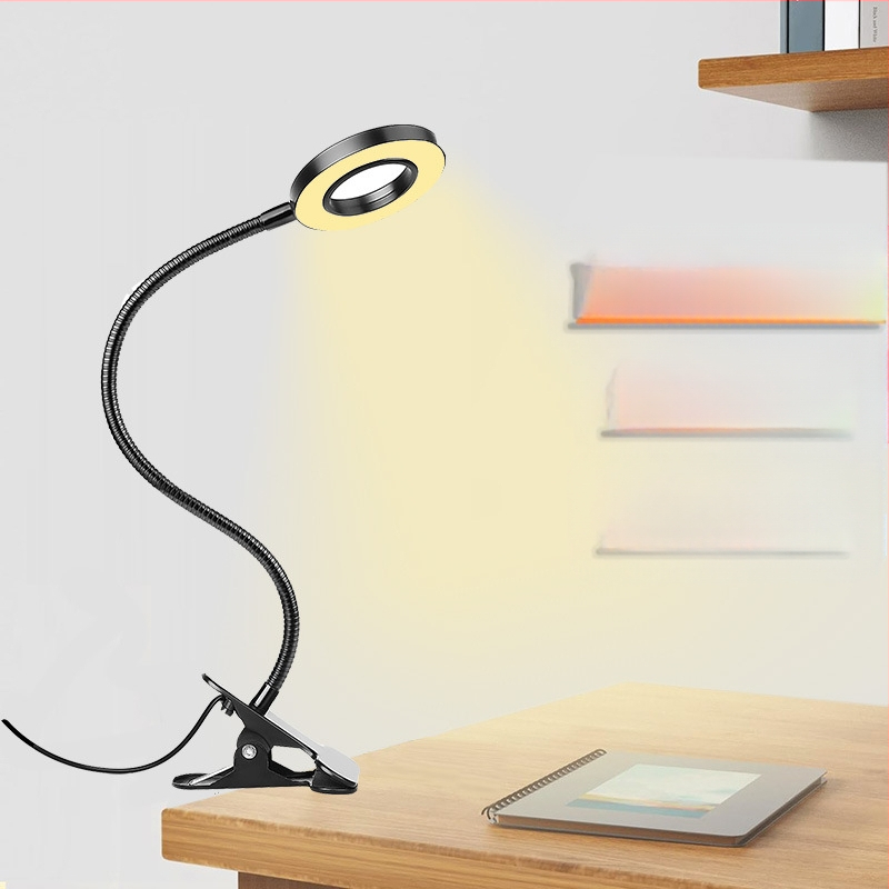 LED φωτιστικό γραφείου με κλιπ για προστασία ματιών, CRI ≥90, τροφοδοσία USB, μεταλλική σκιά, πιστοποιημένο EU CE, νυχτερινό φως