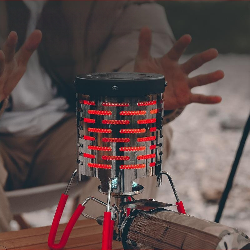 Mini kempinga apkures krāsns ar infrasarkano apkuri, nerūsējošais tērauds, rokas sildītājs, 120x145 mm