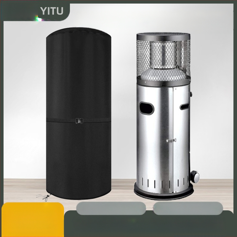 Lauko šildytuvo dangtis su apvalkine forma — apvali vertikali, atsparus vandeniui, saulės ir sniego poveikiui; 210D sidabro dengtas Oxford audinys; raištelių užsegimas; pakuotė 50 vnt