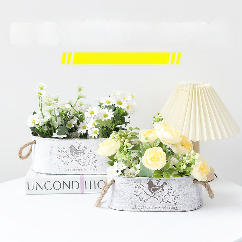 Željezna saksija s motivom ptice, Vintage konopljino uže za pohranu, pogodna za sukulente i zelene biljke, pastoralni stil