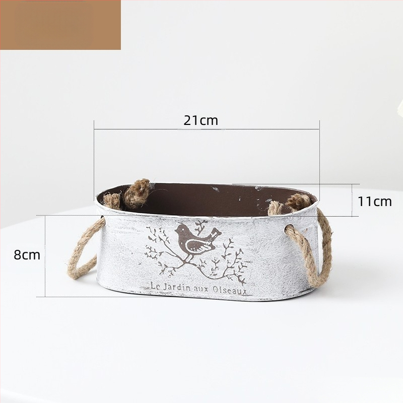 Željezna saksija s motivom ptice, Vintage konopljino uže za pohranu, pogodna za sukulente i zelene biljke, pastoralni stil