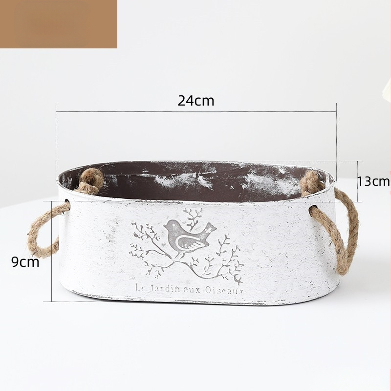 Željezna saksija s motivom ptice, Vintage konopljino uže za pohranu, pogodna za sukulente i zelene biljke, pastoralni stil