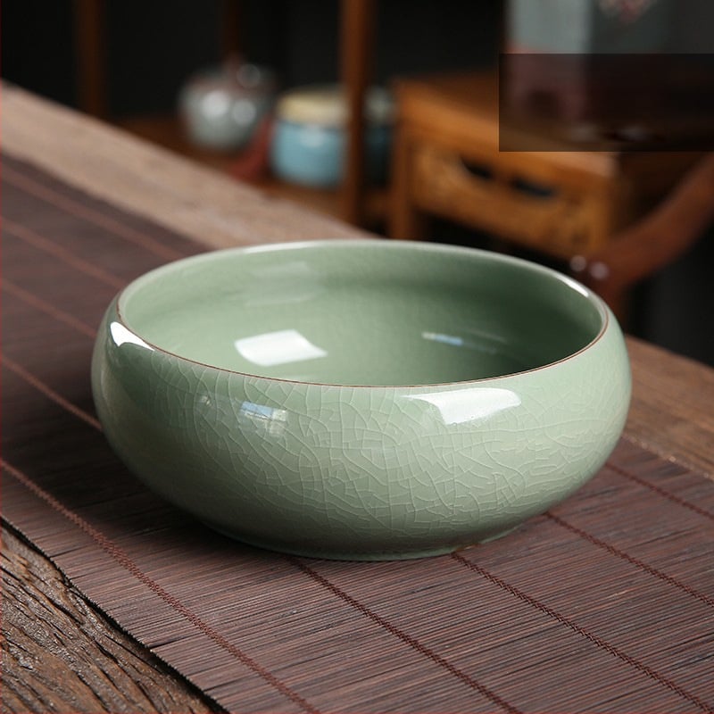 Keraminis hidroponinis vazonas, rankų darbo, stalinis dizainas kinų stiliuje, tinkamas namų ir biuro sodinimui