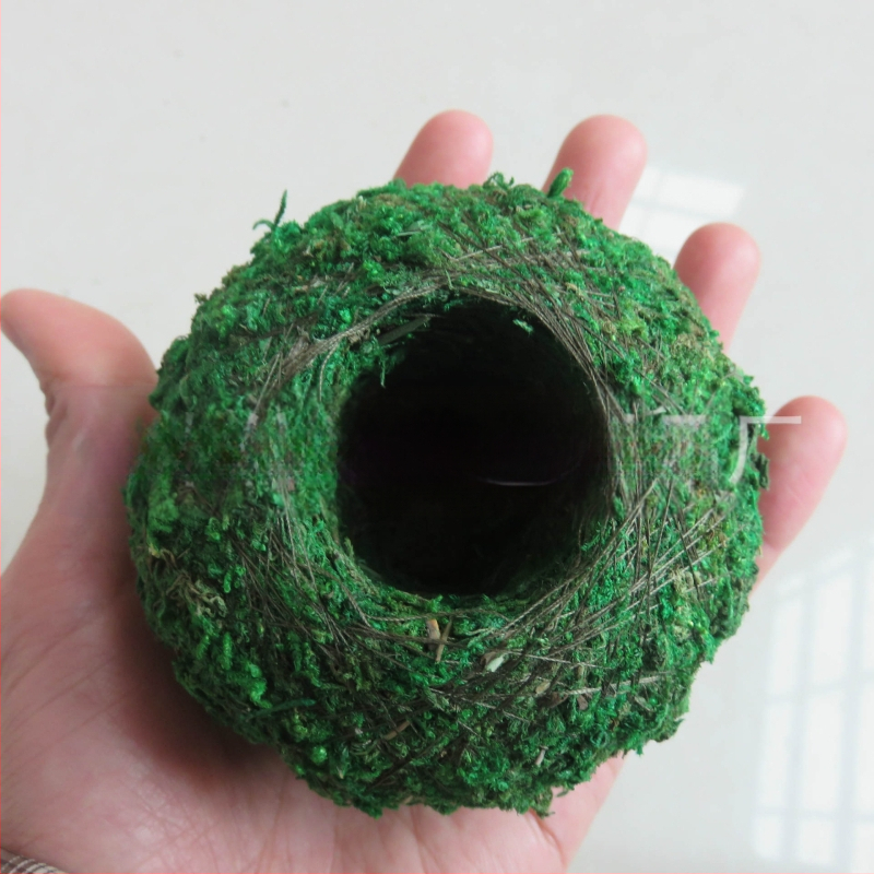 Gėlių vazonas su natūralia Carex samanų kamuoliu — kvėpuojantis, biologiškai skaidrus, vandens taupymas, rankų darbas