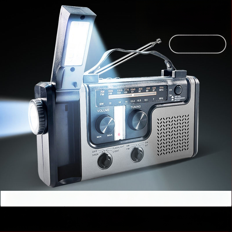 Ραδιόφωνο έκτακτης ανάγκης, φορητό, πολυλειτουργικός φωτισμός, χειροκίνητη γεννήτρια ισχύος, ηλιακή τροφοδοσία