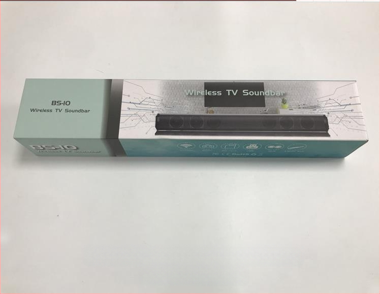 BS10 Μακρύ Μπάρα Ήχου Bluetooth 5.0 με βαθύ μπάσο, είσοδος RCA για τηλεόραση, ενσωματωμένη μπαταρία 2000 mAh, τροφοδοσία USB, εμβέλεια 15 μ