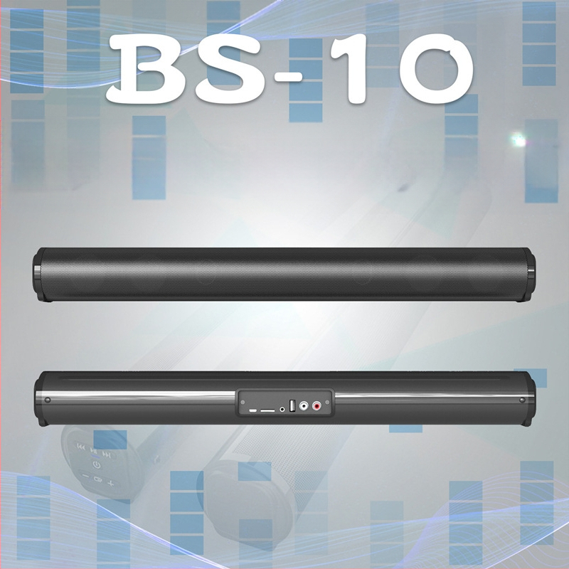 BS10 Μακρύ Μπάρα Ήχου Bluetooth 5.0 με βαθύ μπάσο, είσοδος RCA για τηλεόραση, ενσωματωμένη μπαταρία 2000 mAh, τροφοδοσία USB, εμβέλεια 15 μ