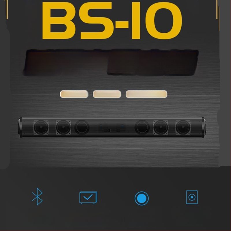 BS10 Μακρύ Μπάρα Ήχου Bluetooth 5.0 με βαθύ μπάσο, είσοδος RCA για τηλεόραση, ενσωματωμένη μπαταρία 2000 mAh, τροφοδοσία USB, εμβέλεια 15 μ