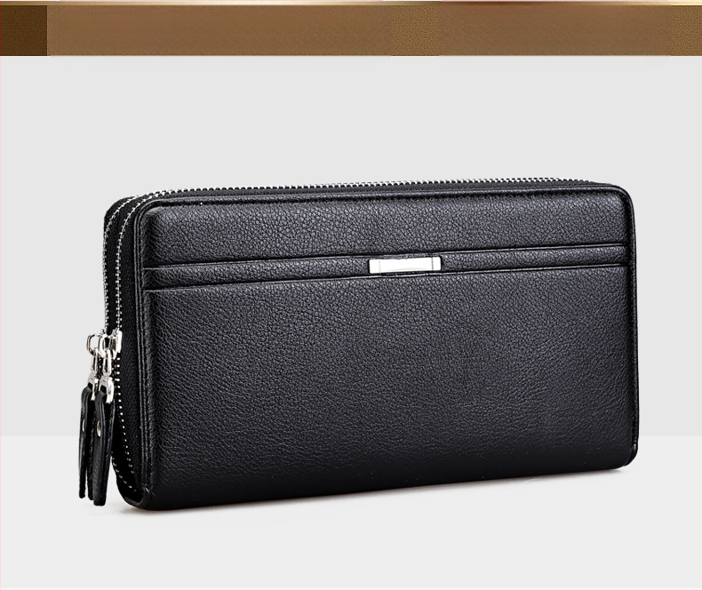 Powerful Paul PU odinė unisex piniginė su dvigubu užtrauktuku, kuverto stiliaus dizainas, banknotų kilpa ir kelios kortelių kišenės