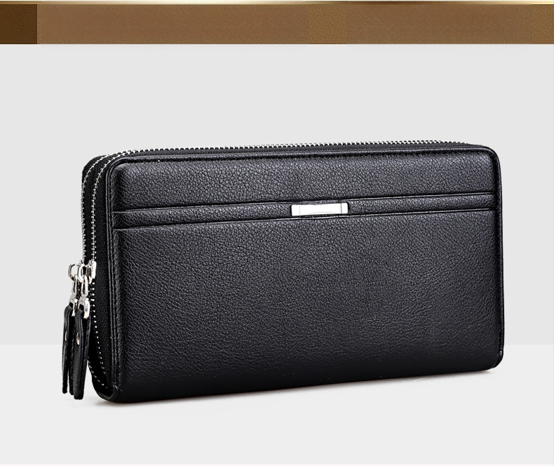 Powerful Paul PU odinė unisex piniginė su dvigubu užtrauktuku, kuverto stiliaus dizainas, banknotų kilpa ir kelios kortelių kišenės