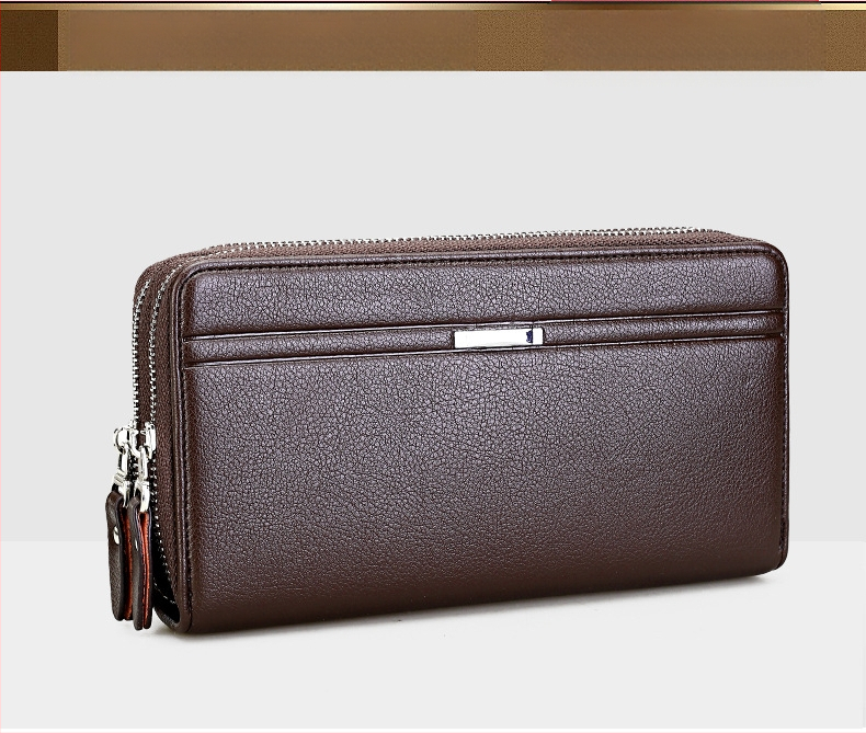 Powerful Paul PU odinė unisex piniginė su dvigubu užtrauktuku, kuverto stiliaus dizainas, banknotų kilpa ir kelios kortelių kišenės