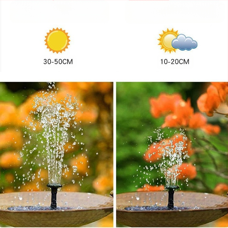 Saulės energijos tiesiogiai varomas fontano siurblys – kombinuotas purškimas, modelis BSV-SP025A, skirtas kiemo fontanams, paukščių maudinėms ir žuvų tvenkiniams