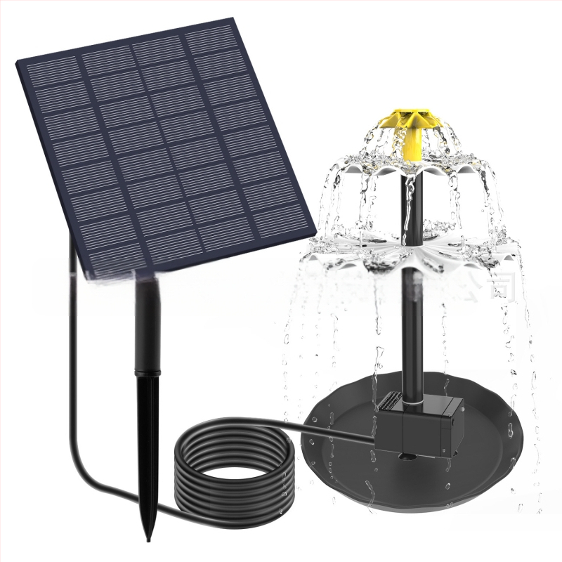 Saulės energijos tiesiogiai varomas fontano siurblys – kombinuotas purškimas, modelis BSV-SP025A, skirtas kiemo fontanams, paukščių maudinėms ir žuvų tvenkiniams