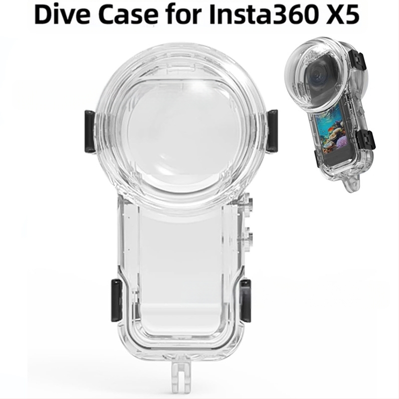 Insta360 X4/X5 atsparus vandeniui korpusas – 360° nematomas dizainas, nardymo apsauga, medžiaga PC/PMMA, įtrauktas anti-fog lakštas