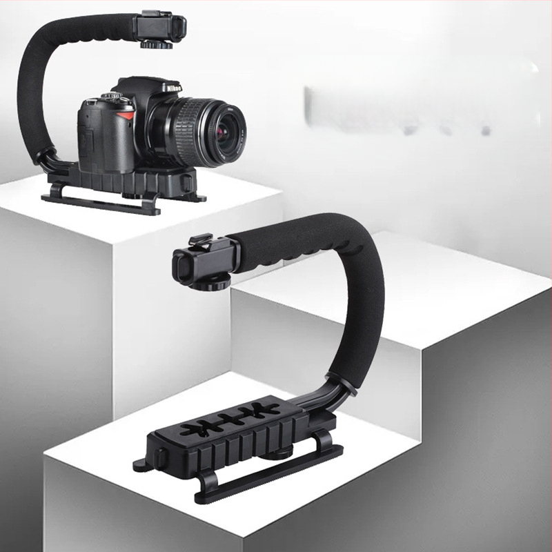 U formos nešiojamas vaizdo stabilizatorius su LED apšvietimu mobiliems telefonams; 2W LED, 6500K, 3V maitinimas, ryškumo reguliavimas