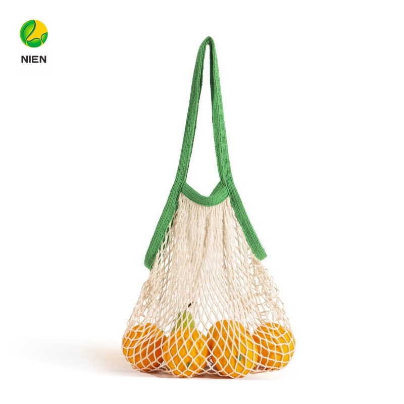 Памучна мрежеста чанта за пазаруване, многократна употреба; без дъно и страни; ситопечат; тегло 70 g