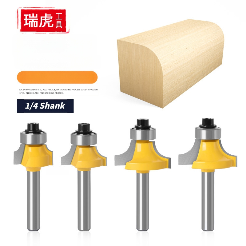Σετ φρεζών ξυλουργικής, 4 τεμάχια – σφαιρική μύτη, κράμα, κοπτικό αυλακώσεων