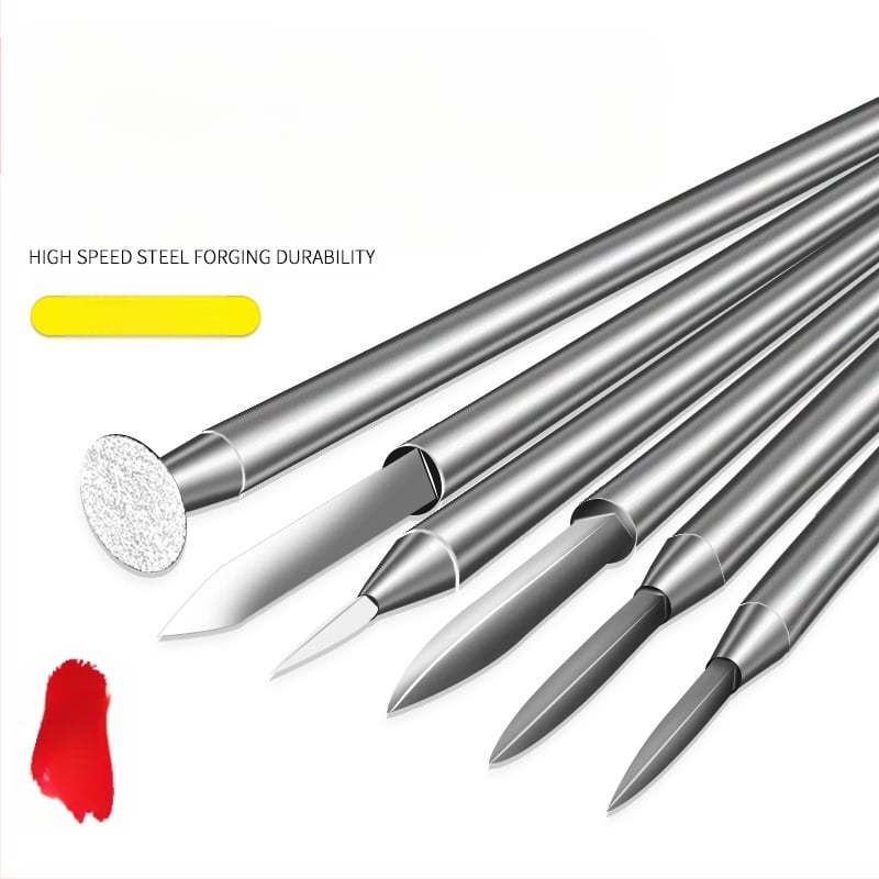 Kardo formos medžio raižymo peilis su 6 elektriniais graviravimo grąžtais